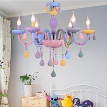 Lustre de vela colorido para decoração de quarto infantil, lustre de vela com cor macarrão para restaurante e menina, lâmpada de decoração de casa de princesa 2024 - compre barato