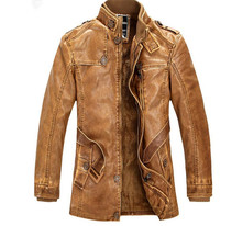 Hot High Quality Winter Men's Coat Warm Jacket Retro Men's Leather Jacket Plus Velvet Motorcycle Windproof PU Leather 2024 - buy cheap
