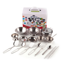 16pcs/set Stainless Steel Kitchen Toys Cooking Pots Pans Food Kids Gifts Mini Pretend Tool Set Simulation Educational Play House 2024 - buy cheap