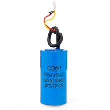 CD60 500uF 250V AC Starting Capacitor For Heavy Duty Electric Motor Air Compressor Red Yellow Two Wires 2024 - buy cheap