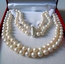 2 Rows 7-8MM WHITE AKOYA SALTWATER PEARL NECKLACE 17-18" beads jewelry 2024 - buy cheap