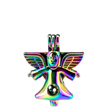 C802 5 pçs/lote arco-íris cor anjo bebê grânulo pérola gaiola medalhão pingente pérola medalhão festa de conto de fadas 2024 - compre barato