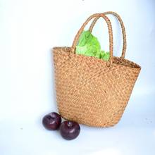 JHD-Casual Straw Bag Natural Wicker Tote Bags Women Braided Handbag For Garden Handmade Mini Woven Rattan Bags 2024 - buy cheap