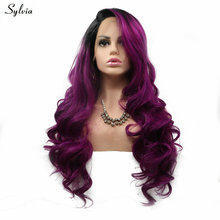 Sylvia Long Hair Black Ombre Dark Purple Synthetic Lace Front Wigs Half Hand Tied Bouncy Curly Women Hair High Temperature Fiber Buy Cheap In An Online Store With Delivery Price Comparison