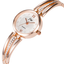 Relógio feminino de quartzo com pulseira de aço inoxidável, relógio de marca luxuosa da moda jw com strass para mulheres, vestido, 2018 2024 - compre barato