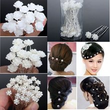 20/40pcs Wedding Bridal hairpin Crystal Faux Pearl Flower Shiny Hair pins Hair Clips Fashion Women Jewelry Wholesale Lots 2024 - buy cheap