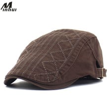 Minhui 2019 New Fashion Embroidery Beret Men Hat Cotton Flat Cap Outdoor Casual Casquette Caps Solid Hats 2024 - buy cheap