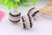 Kwoi vita Yellow Purple Black  Strips 20mm 100pcs Chunky  Resin  Rhinestone Beads Ball Orange  for Kids Girls  Jewelry Making 2024 - buy cheap