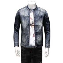 Chaqueta de mezclilla de alta calidad para hombre chaquetas de Jean azul nuevo 2019 Otoño/Invierno ropa lavada para hombre abrigo de mezclilla 2024 - compra barato