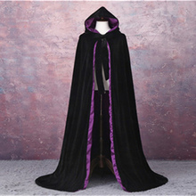 Manto de veludo com capuz, capa xale de festa rainha elegante de veludo manto ao ar livre para halloween com capuz casaco de pele da moda de outono 2024 - compre barato
