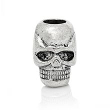 new  Spacer Beads Skull Halloween Silver Color About 10mm x 7mm,Hole:Approx 3.8mm,50PCs 2024 - buy cheap
