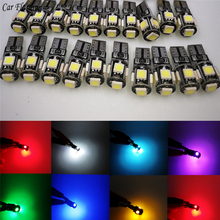 Luz canbus t10, branca, azul, vermelho, amarelo, rosa, verde, gelo, azul 5smd, luz de carro, w5w 194, 168, lâmpadas de erros, dc 12v, lâmpada de cunha, lâmpada de estacionamento, 20 peças 2024 - compre barato