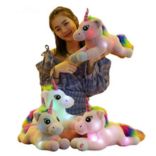 Muñecas de peluche de unicornio luminosas para niños, Kawaii, Animal suave, luz Led, juguete creativo, regalo de Navidad, 45cm 2024 - compra barato