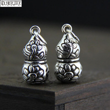 100% 925 Silver Gourd Charm Small Thai Silver Lotus Flower Gourd Pendant Good Luck Charm Amulet 2024 - buy cheap