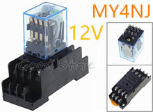 10SETS MY4NJ DC AC 12V Coil 5A 4NO 4NC Green LED Indicator Power Relay DIN Rail 14 Pin time relay with socket base 2024 - buy cheap