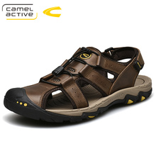 Camel active sandálias masculinas de couro legítimo, confortável, sapatos casuais da moda, com gancho e laço, verão 2019 2024 - compre barato
