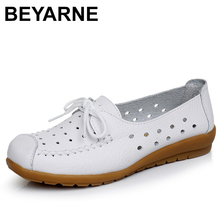 BEYARNEWoman-zapatos planos de cuero genuino para mujer, calzado de trabajo de fondo suave, cómodos, a la moda, 142 2024 - compra barato