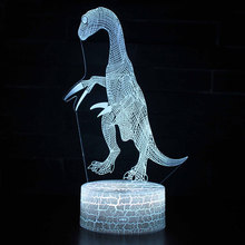 Lámpara LED de noche con tema de dinosaurio, lámpara de ambiente táctil con cambio de 7 colores, regalo de Navidad, triangulación de envíos, 3D, 1 tema 2024 - compra barato