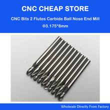 10 unids/lote de brocas de rebajadora de CNC de 1/8 pulgadas, 2 canales, extremo de bola de carburo, 8mm CEL, envío gratis 2024 - compra barato