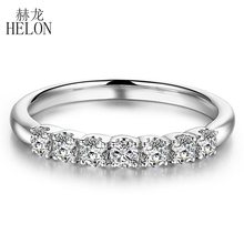 Anel sólido de moissanites helon, 14k, ouro branco, vvs/visual, cultivo com diamante, noivado, joias finas para casamento, para moças 2024 - compre barato