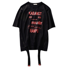 Camiseta masculina de manga curta com zíper, camiseta de algodão do kanye west skatebaord high street streetwear hip hop 2024 - compre barato