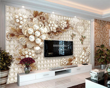 Beibehand-papel de parede personalizado, joias de luxo, flores, relevo, 3d, sala de estar, plano de fundo, decoração da casa 2024 - compre barato