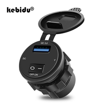 Kebidu-cargador USB QC3.0 para coche, adaptador de corriente para motocicleta, camión, ATV, barco, LED, 12-24V 2024 - compra barato
