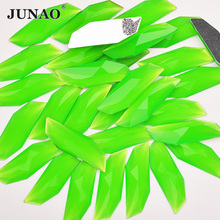 JUNAO 15x47mm Green Color Big Resin Rhinestones Fancy Crystal Applique Non Sewing Diamond Strass Flat Back Stones for Scrapbook 2024 - buy cheap