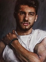 100%Handmade Hand Original oil painting portrait of a young man Mr. portrait 2024 - buy cheap