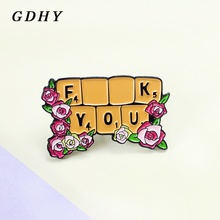 GDHY Fashion Keyboard FXXX YOU Brooches Rose Flower cluster Keyboard Enamel Pins Lapel Badge Backpack Denim brooch For Friends 2024 - compre barato
