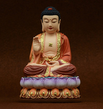 Handicrafts, Sakyamuni, Resin Amitabha, painted statues, temples, Buddha statue, Buddhist Arts and crafts, joss, about 22*13.5CM 2024 - buy cheap