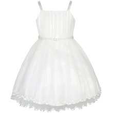 Sunny Fashion Vestido Menina Flor Menina Vestido Off white capa Pérola Cinto Casamento Festa 2020 verão Princesa Vestidos Crianças Roupas Pageant Sundress 2024 - compre barato