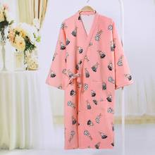 autumn spring kimono robe cotton women sleepwear bathrobe long sleeve nightgown cartoon animal printing 2024 - buy cheap