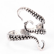 Octopus anel legal qualidade superior gótico profundo mar lula octopus dedo anel moda jóias aberto tamanho ajustável 2024 - compre barato