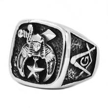 New Design Shriner Masonic Ring Stainless Steel Jewelry Freemasonry Skull Moon Star Motor Biker Men Ring Wholesale SWR0409A 2024 - buy cheap