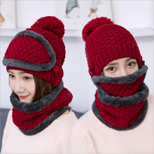 Conjunto de máscara de Invierno para mujer, gorro grueso y cálido, accesorios de lana en el interior, conjunto de bufanda, 3 piezas, sombreros para montar en invierno 2024 - compra barato