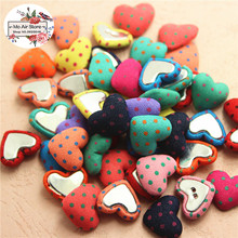 50pcs mix color Flatback Fabric Covered point heart Buttons Home Garden Crafts Cabochon Scrapbooking DIY 17mm 2024 - buy cheap