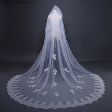 NIXUANYUAN 2021 New Top Quality 2 Tiers Sequin Lace Edge Cathedral Wedding Veil White Ivory Bridal Veil With Blusher 2024 - buy cheap