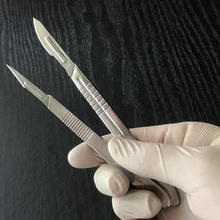 Scalpel faca cirúrgica, faca cirúrgica estéril descartável, lâminas com 1 peça no.4 hilt animal cirúrgico, ferramenta multifuncional 2024 - compre barato