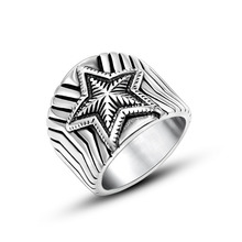 Retro Vintage para hombre anillo de acero inoxidable estrella bahomet cabra pentagrama diablo Biker plata oro joyería tamaño 2024 - compra barato