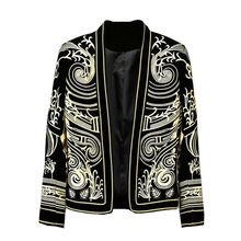 M-3XL Men blazer black embroidery coat Jackets blazer Male DJ Singer Slim Coat Stage Costume Plus Size 2024 - buy cheap