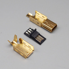 Free Shipping 30sets gold plating DIY Bonding wire 5p Mini USB male plug Mini USB-5P plug 3 in 1 2024 - buy cheap