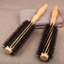 Authentic wild boar bristles professional styling comb cylindrical roller comb hair comb hair blowing cylindrical wooden comb 2024 - buy cheap