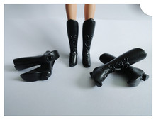 Fashionable Black Color Decorative Pattern Doll Boots Toy Long Boots For Barbies  Doll Shoes Factory Whholesale Doll Accessories 2024 - buy cheap