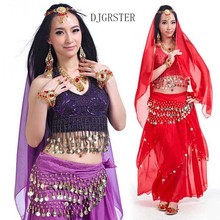 Djgrster bellydance traje bollywood traje vestido indiano bellydance vestido das mulheres conjuntos de traje de dança do ventre saia tribal 2024 - compre barato