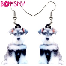Bonsny Acrylic Cute Schnauzer Terrier Dog Earrings Drop Dangle New Fashion Animal Jewelry For Women Girls Pet Lovers Accessories 2024 - buy cheap