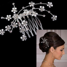 Pente de cabelo feminino para noivas, acessório decorativo de cabelo floral, com strass em strass 2024 - compre barato