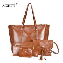 4pcs/Set Women Composite Bags High Quality Ladies  Luxury Handbag Female Oil PU Leather Shoulder Messenger Bags Tote Bag Bolsa 2024 - buy cheap