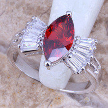 Good-Looking White CZ Red Garnet Silver Plated  Women's Jewelry Ring Size 6 / 7 / 8 / 9 R0526 2024 - buy cheap