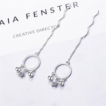 Creative Korean Fashion 925 Sterling Silver Jewelry Dreamcatcher Female Round Crystal Star Hollow Tassel Dangle Earrings  SE497 2024 - buy cheap